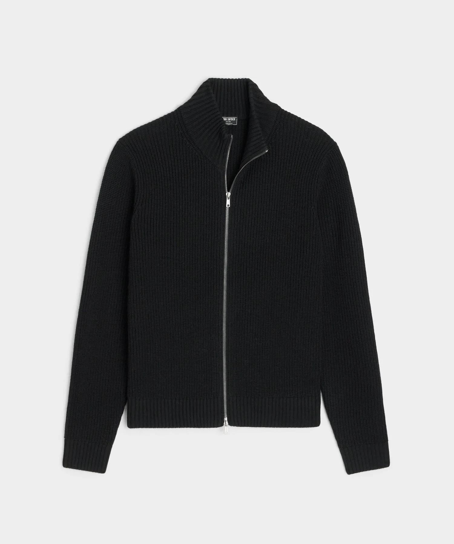 Merino Full-Zip Sweater in Black