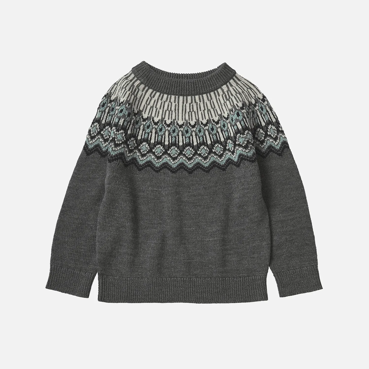 Merino Wool Fair Isle Sweater - Grey Melange