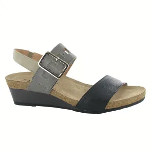 Naot Dynasty Sandal - Soft Black Leather / Foggy Grey Leather