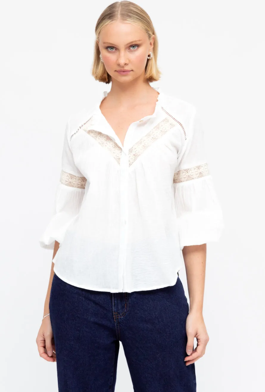 Nicole Lace White/Natural Blouse