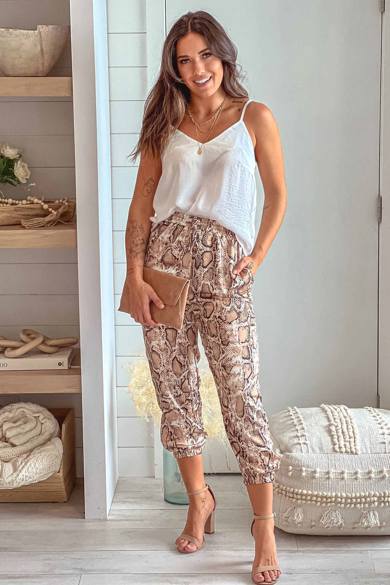 Off White Top And Printed Pants Set