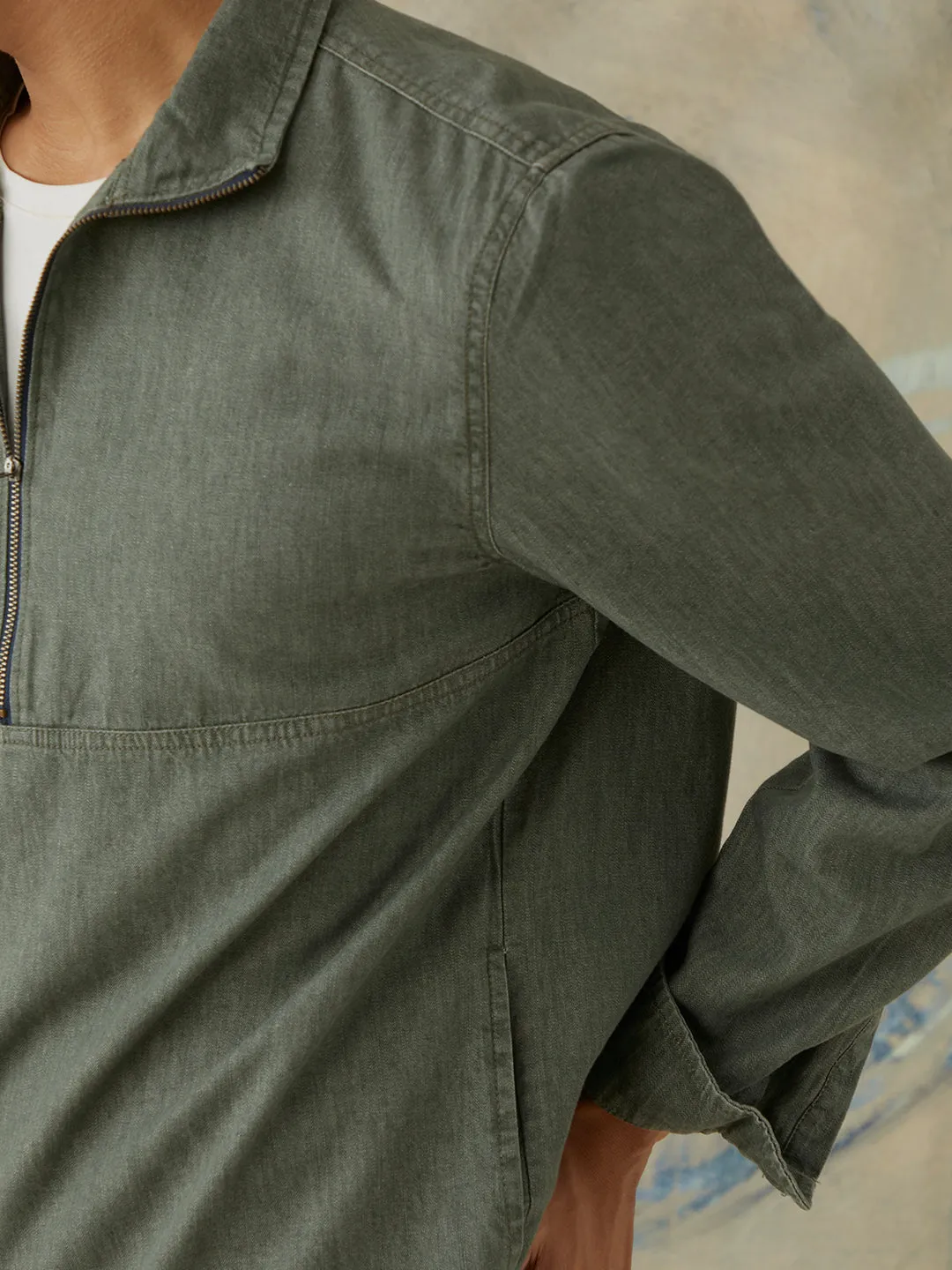 Olive Plain Denim Overshirt