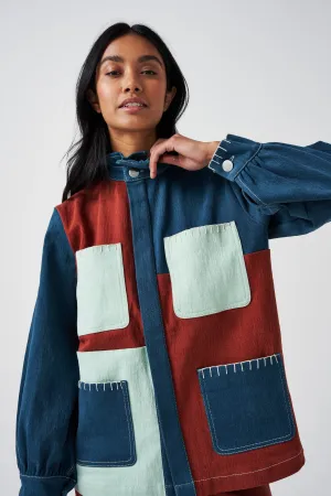 Pablo Jacket Patch in Dark Rust, Teal & Washed Mint