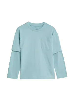 Pure Cotton Mock Sleeve Top