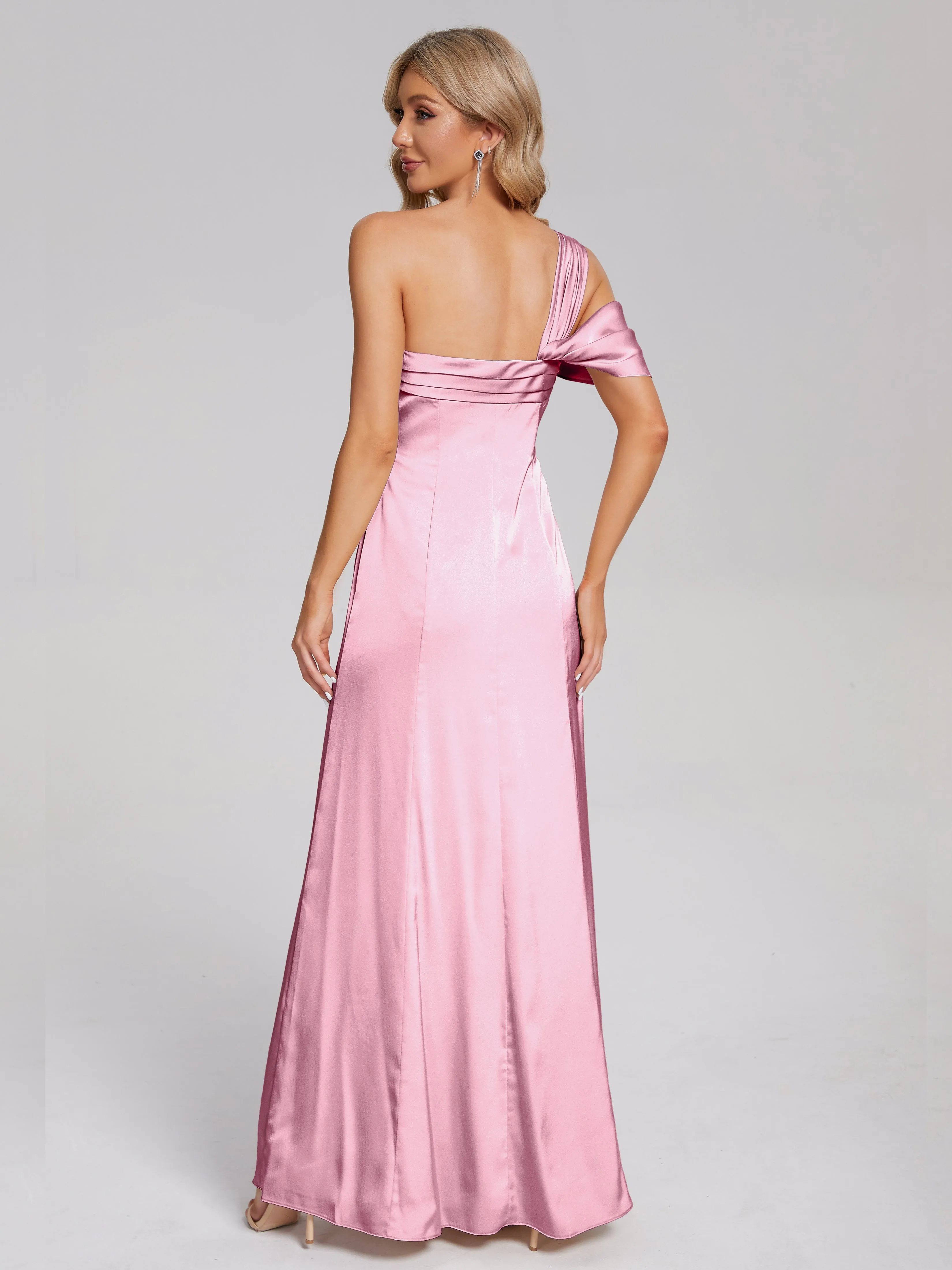 Raelyn Asymmetrical Pleats Soft Satin Dresses