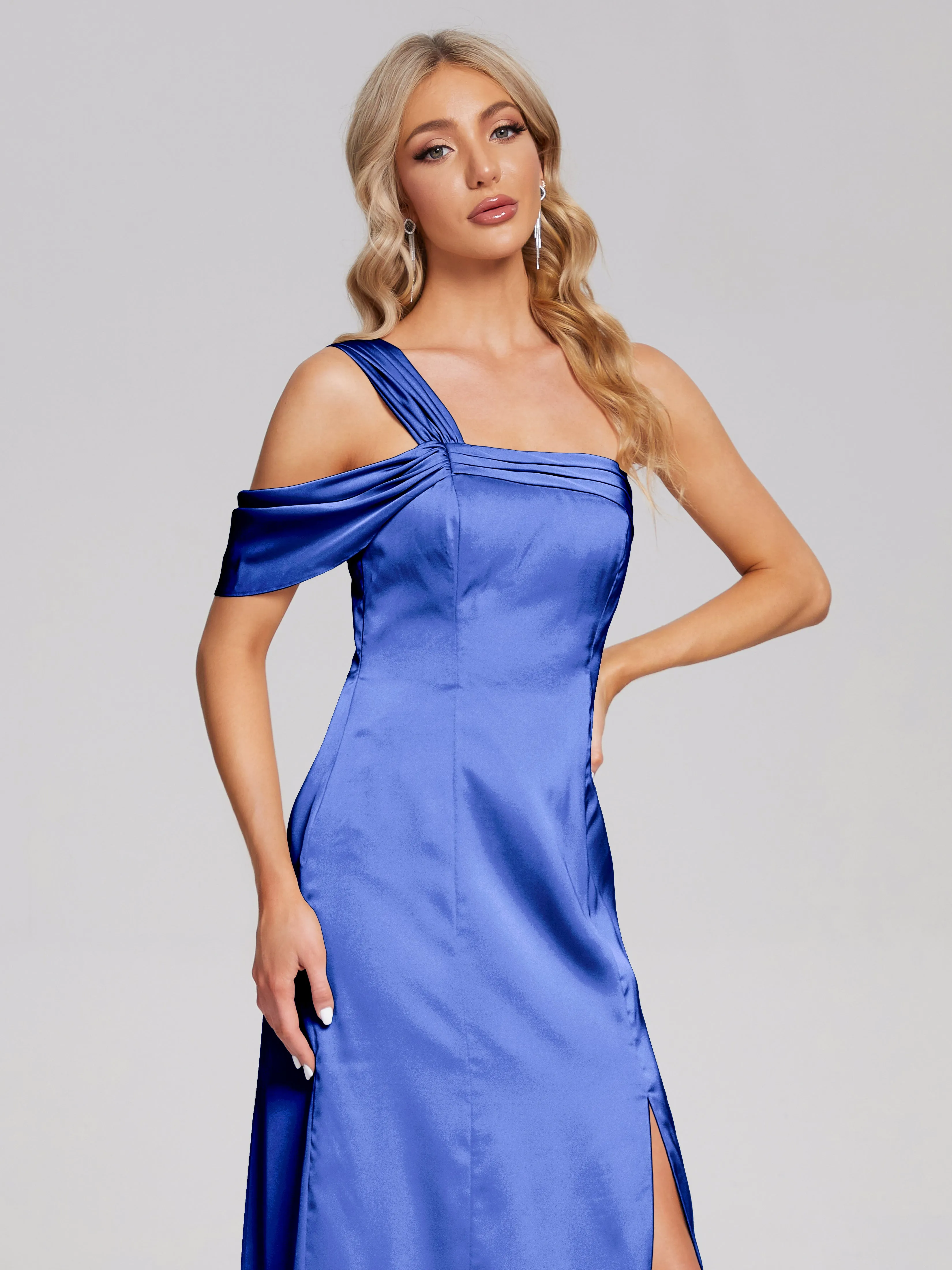 Raelyn Asymmetrical Pleats Soft Satin Dresses