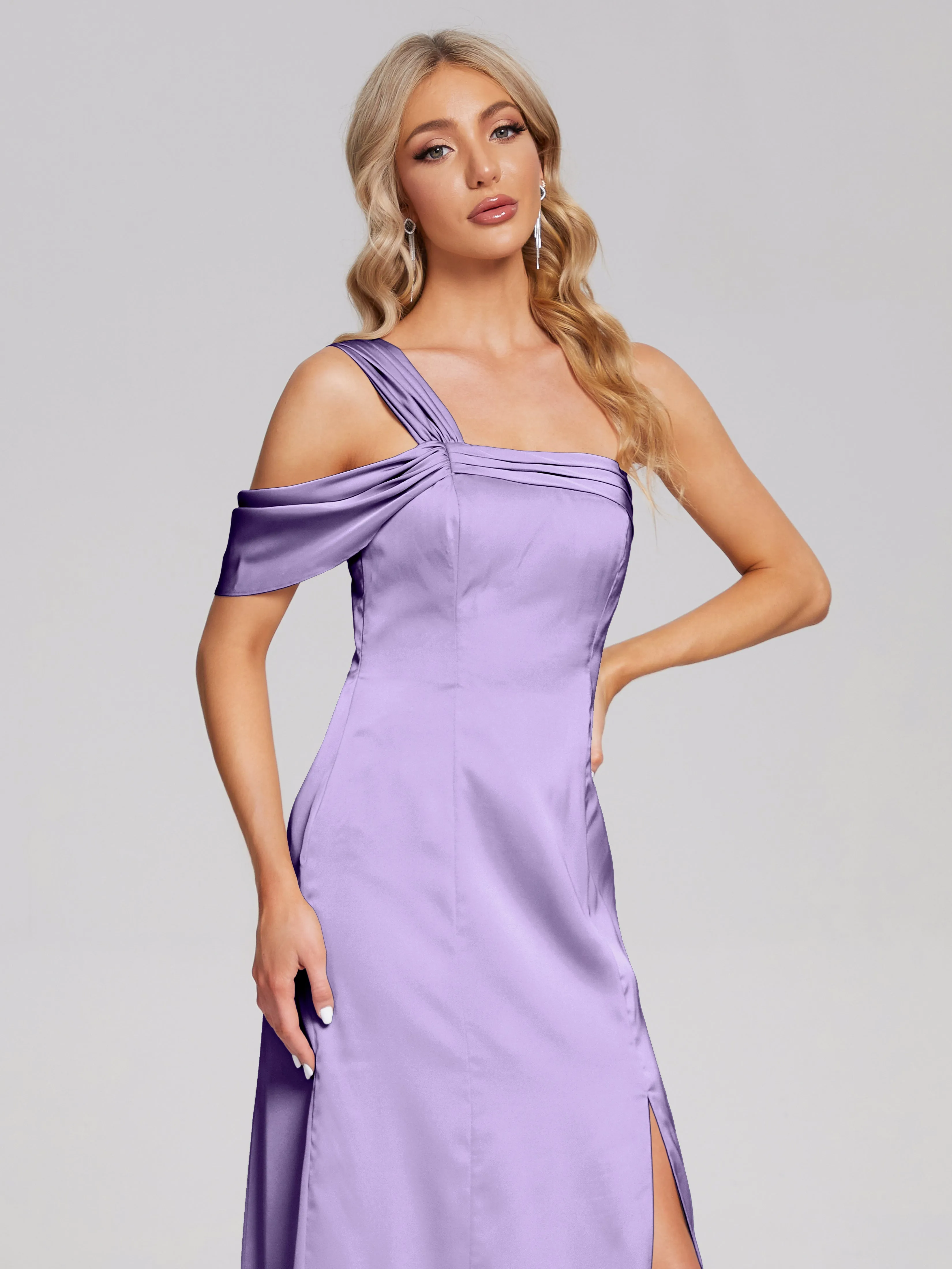 Raelyn Asymmetrical Pleats Soft Satin Dresses