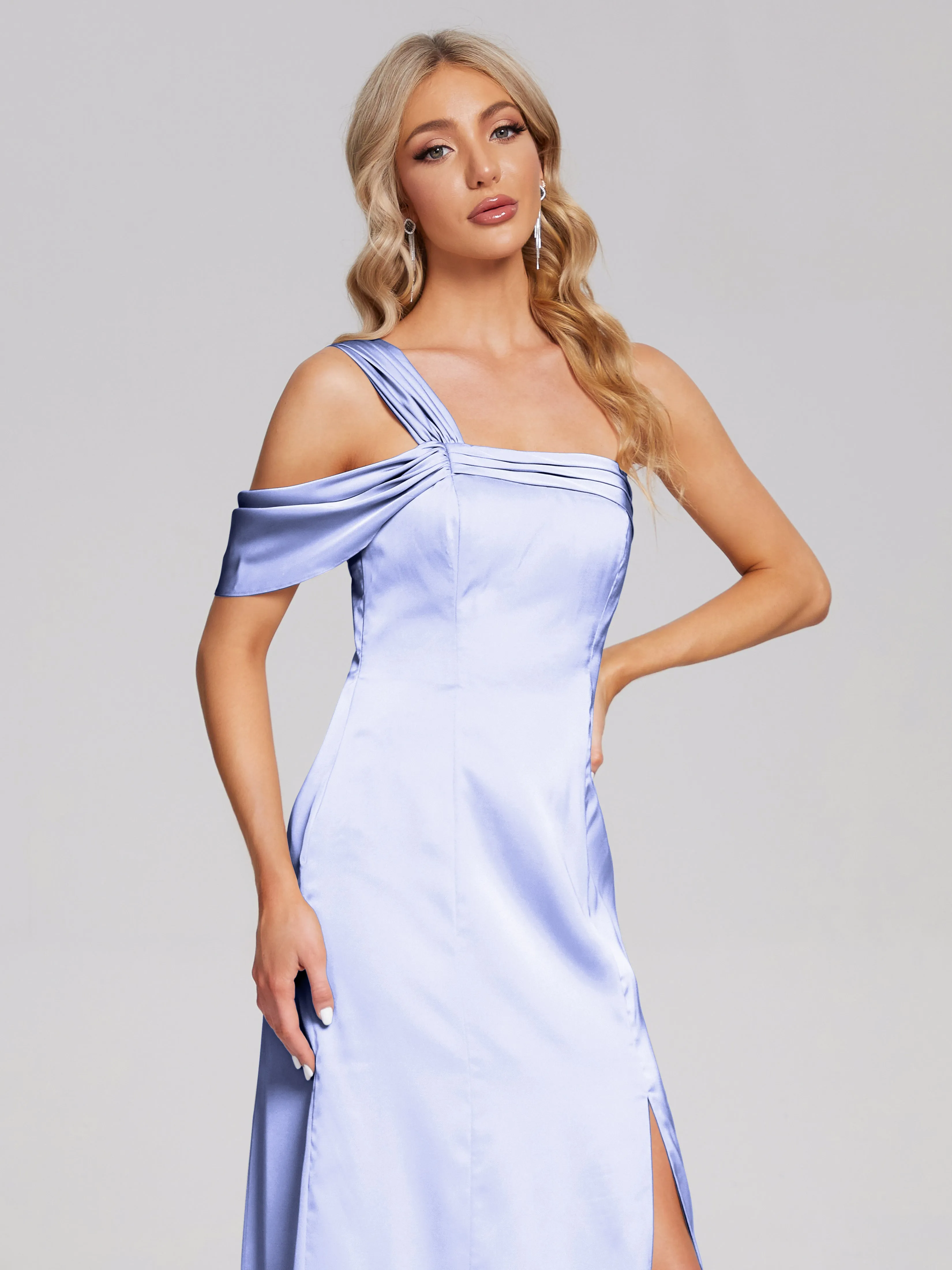 Raelyn Asymmetrical Pleats Soft Satin Dresses