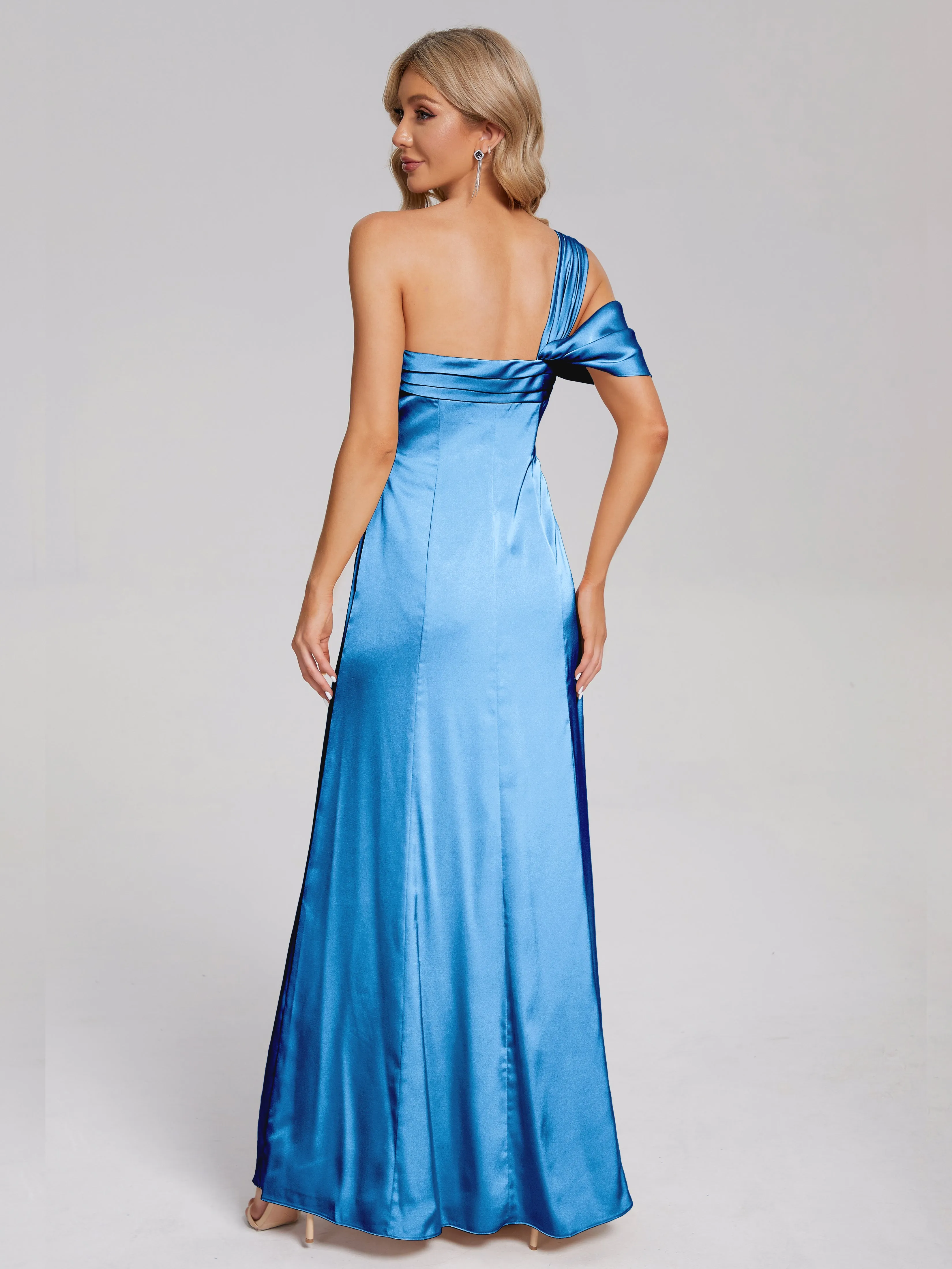 Raelyn Asymmetrical Pleats Soft Satin Dresses