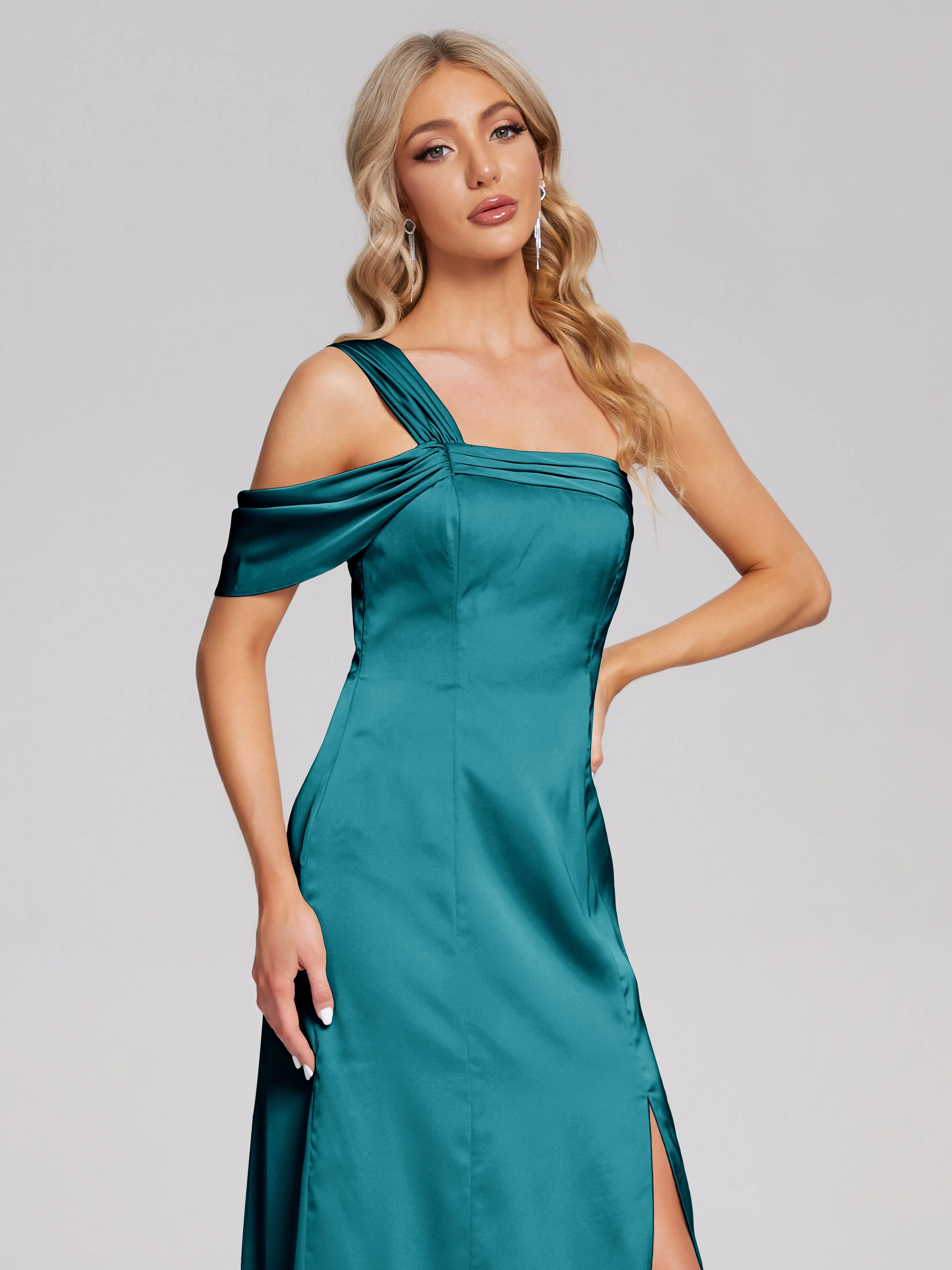 Raelyn Asymmetrical Pleats Soft Satin Dresses