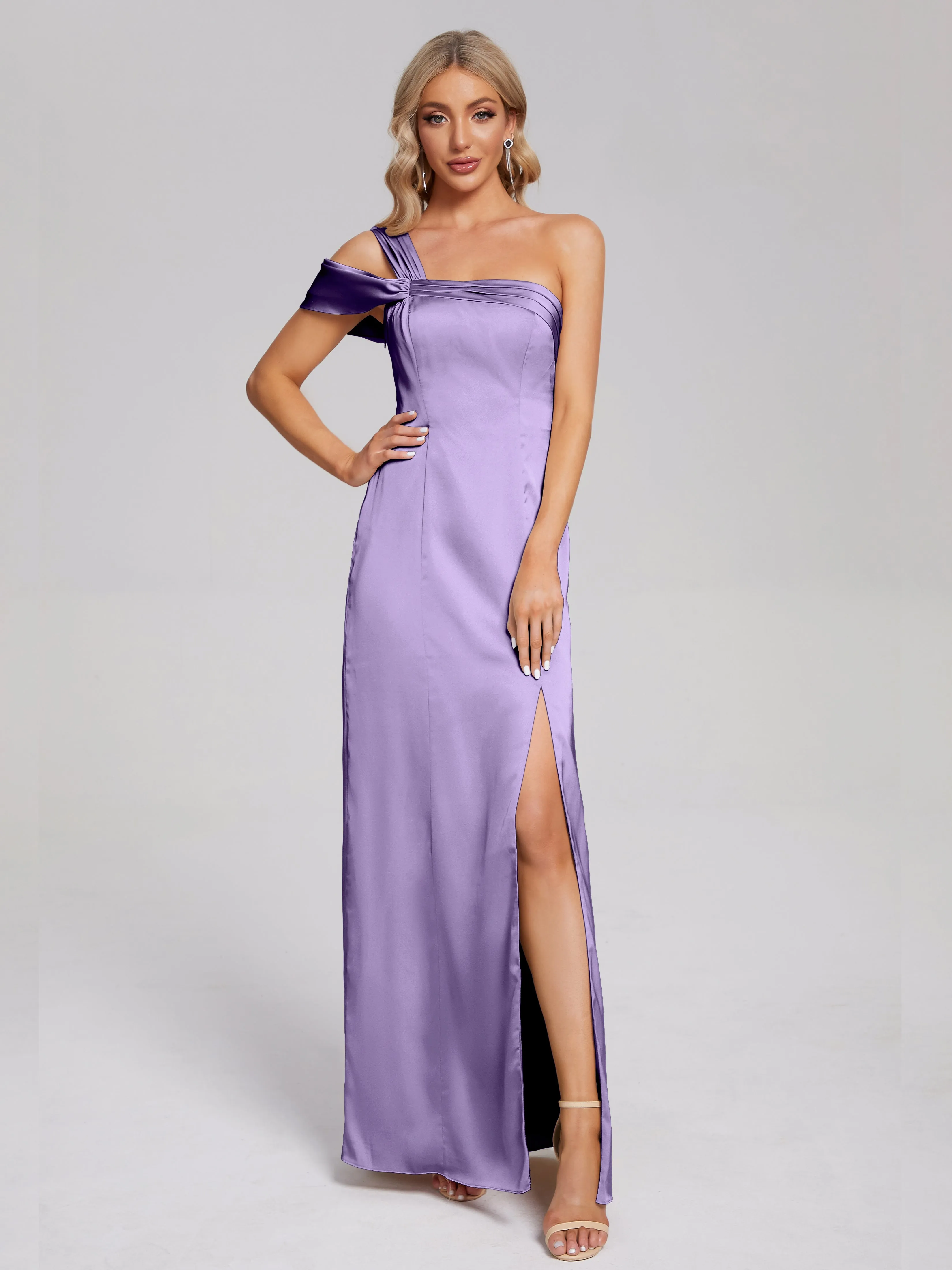 Raelyn Asymmetrical Pleats Soft Satin Dresses