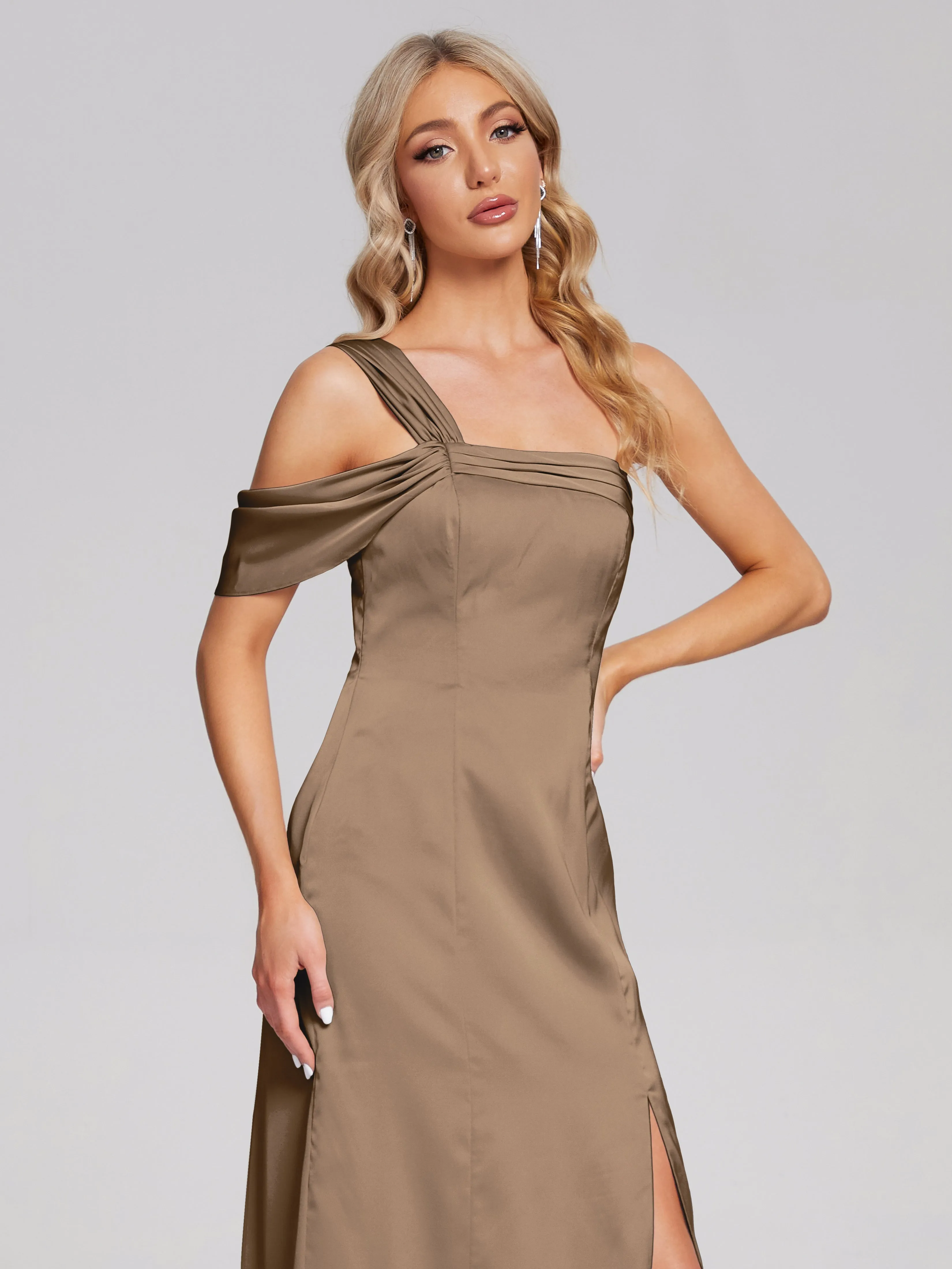 Raelyn Asymmetrical Pleats Soft Satin Dresses