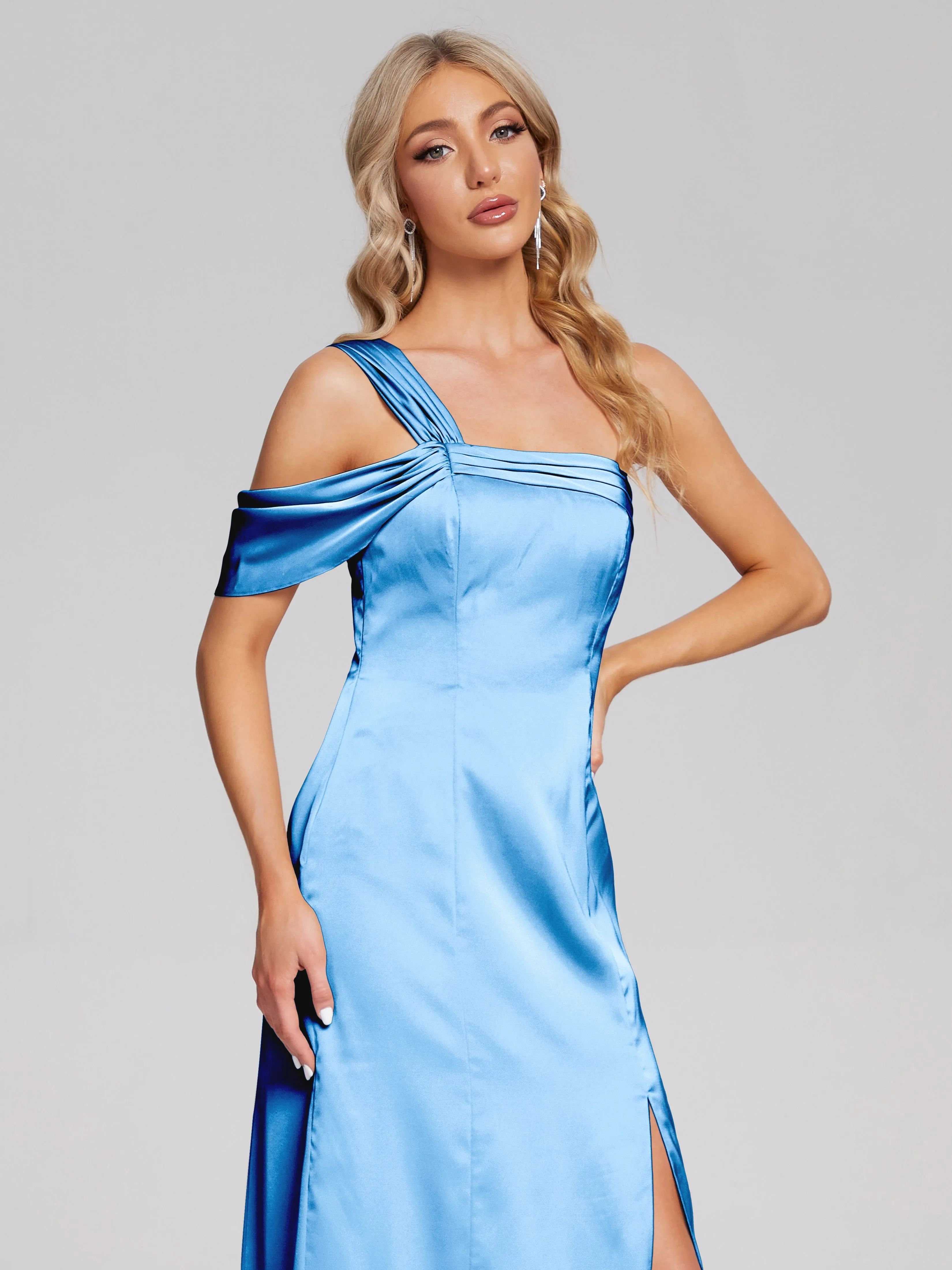 Raelyn Asymmetrical Pleats Soft Satin Dresses