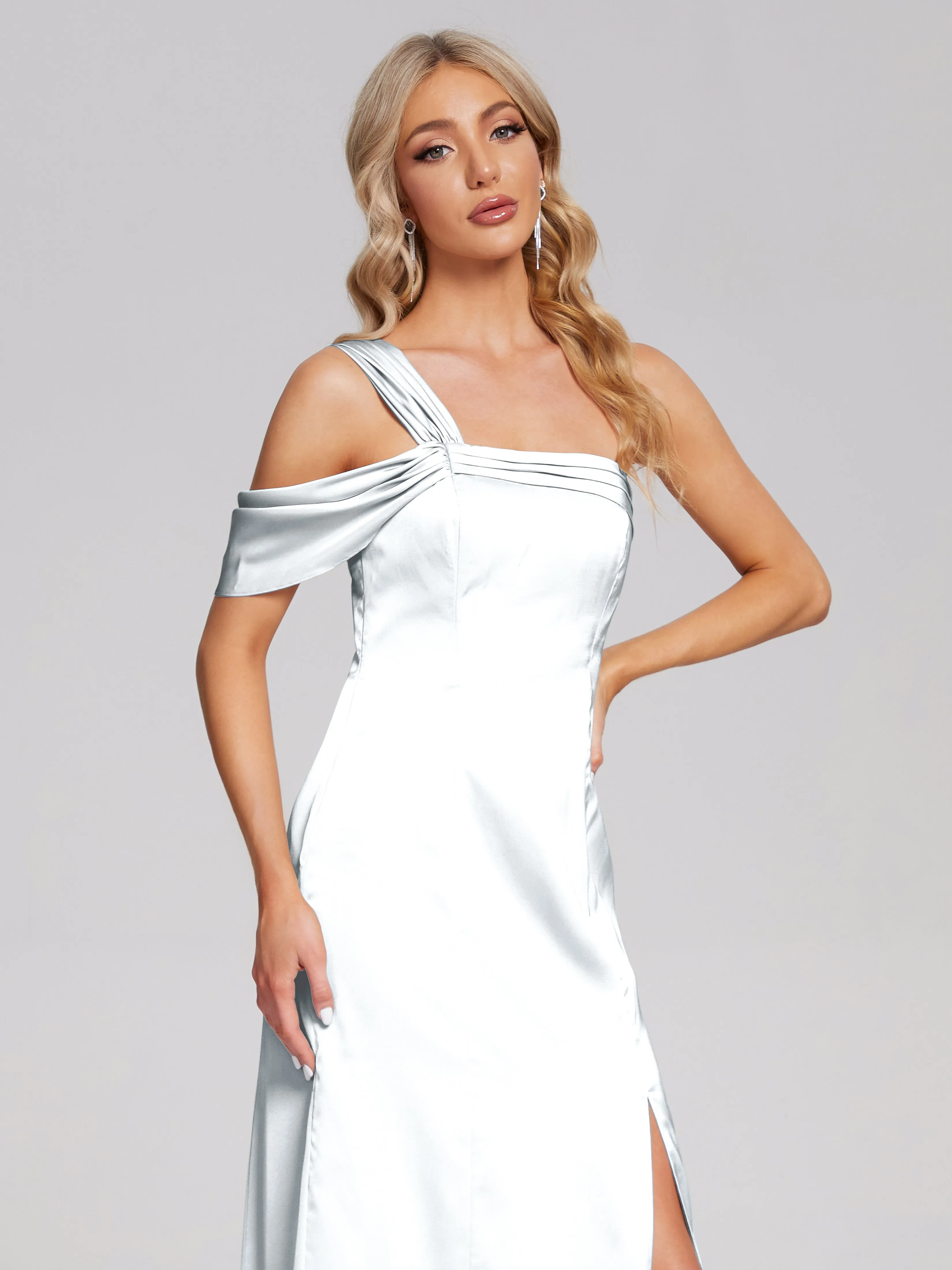 Raelyn Asymmetrical Pleats Soft Satin Dresses