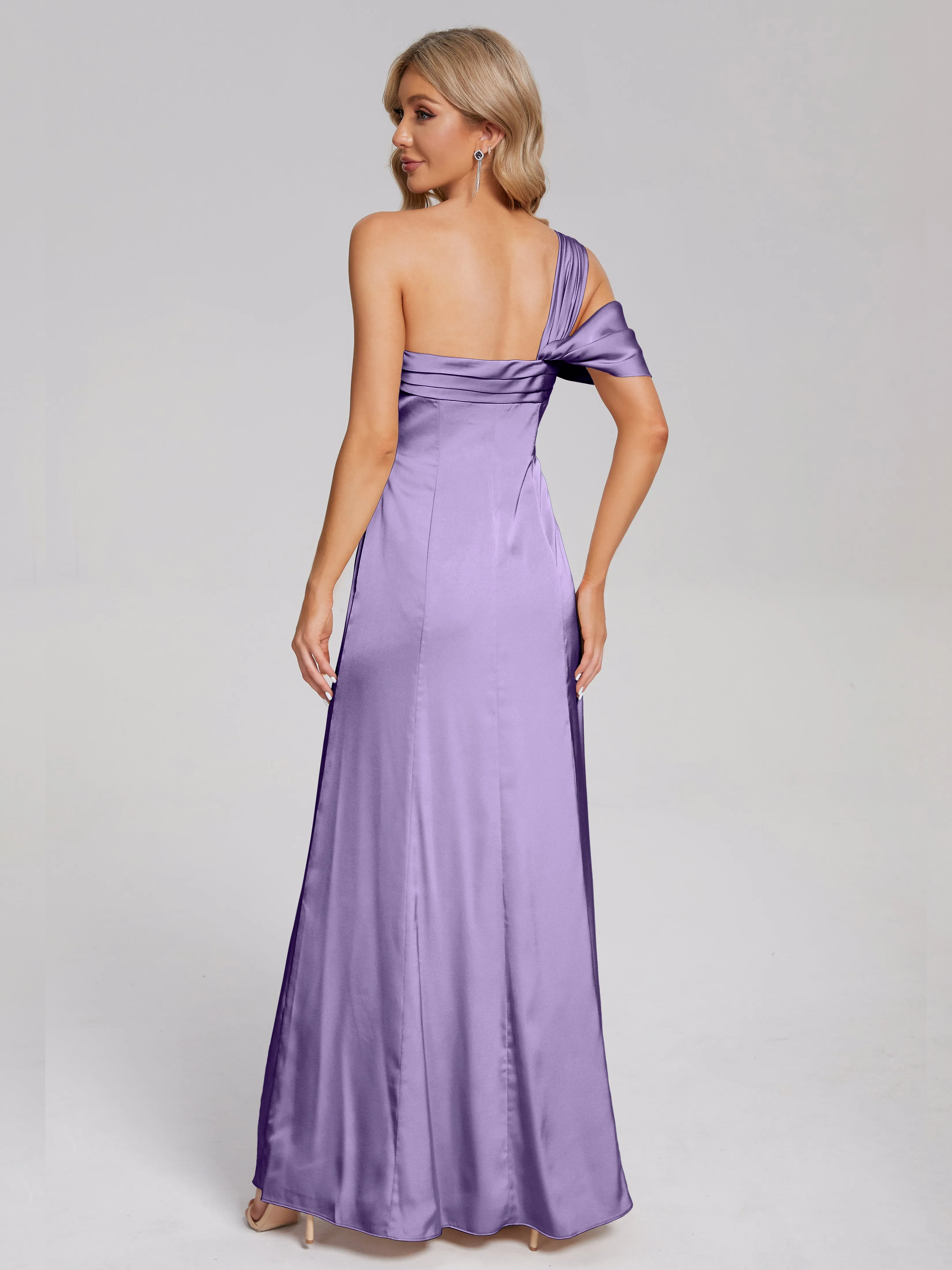 Raelyn Asymmetrical Pleats Soft Satin Dresses