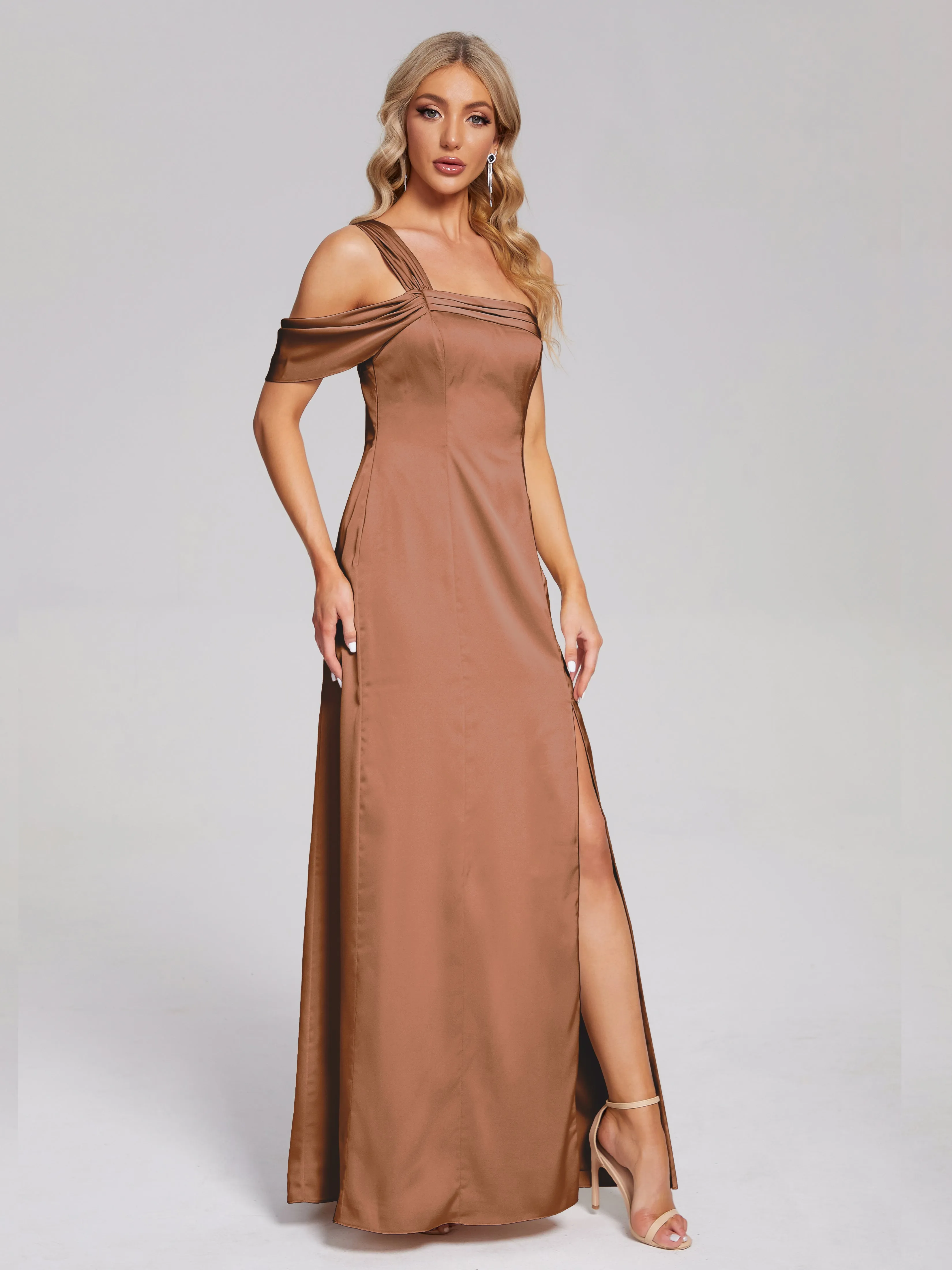 Raelyn Asymmetrical Pleats Soft Satin Dresses