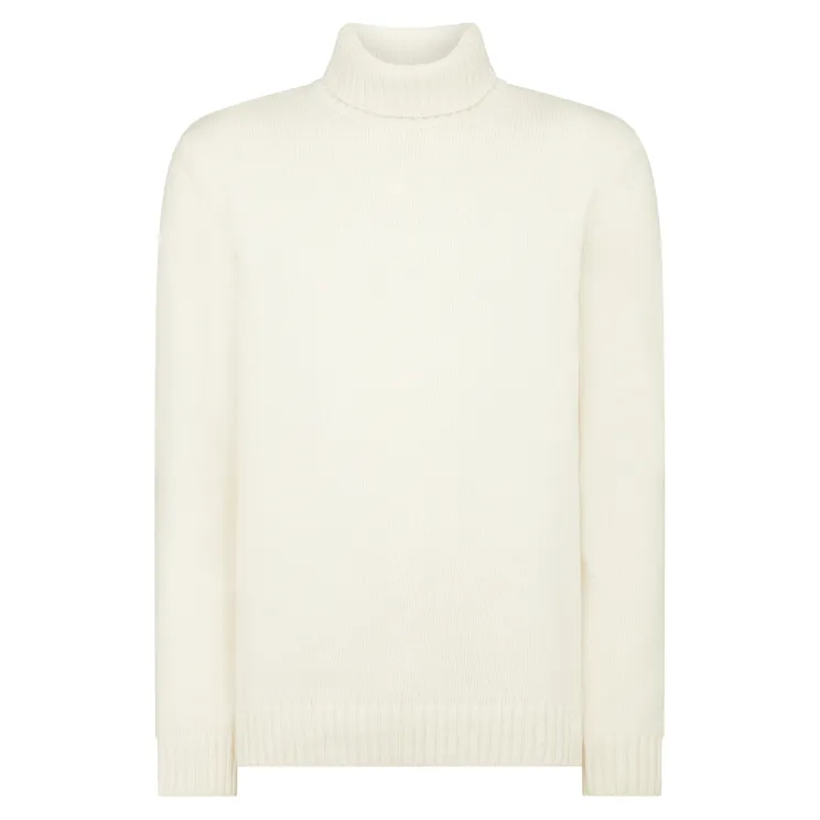 Remus Uomo Roll Neck Jumper Wool Mix Ecru