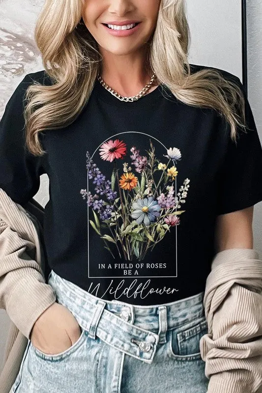 Roses Wildflower Floral Meadow Graphic T Shirt