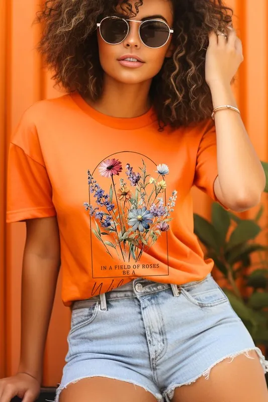 Roses Wildflower Floral Meadow Graphic T Shirt