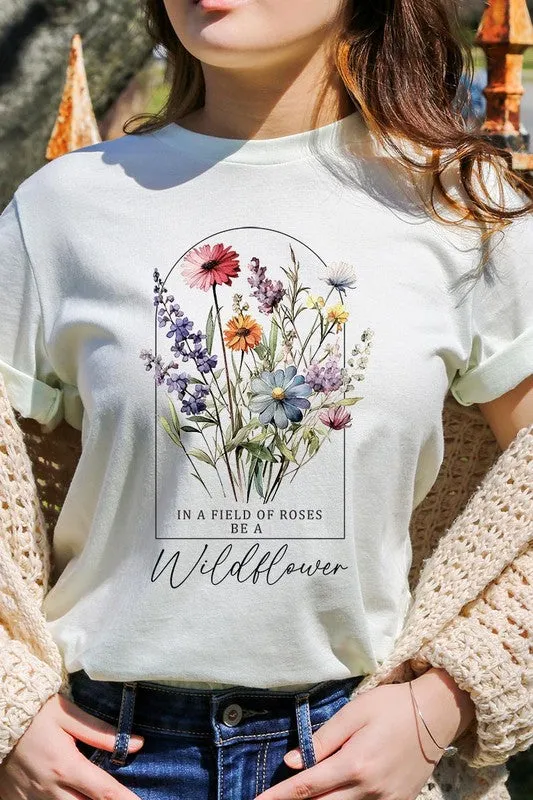 Roses Wildflower Floral Meadow Graphic T Shirt