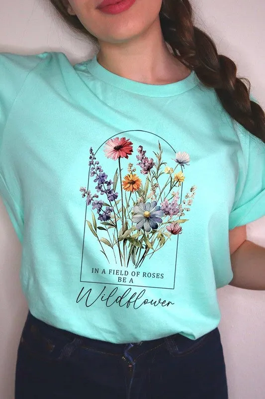 Roses Wildflower Floral Meadow Graphic T Shirt