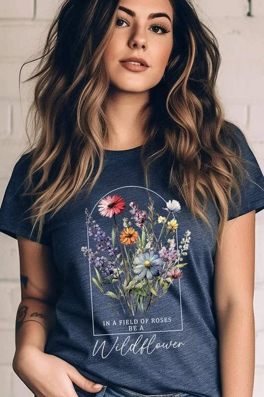 Roses Wildflower Floral Meadow Graphic T Shirt