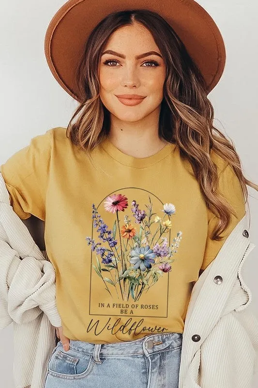 Roses Wildflower Floral Meadow Graphic T Shirt