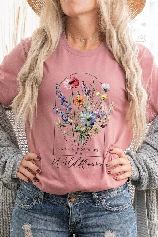 Roses Wildflower Floral Meadow Graphic T Shirt