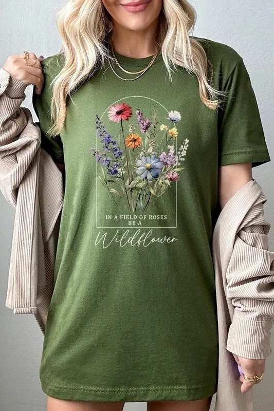 Roses Wildflower Floral Meadow Graphic T Shirt