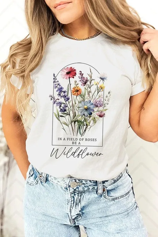 Roses Wildflower Floral Meadow Graphic T Shirt