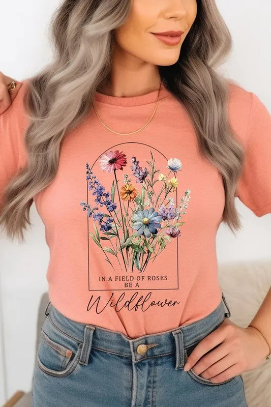 Roses Wildflower Floral Meadow Graphic T Shirt