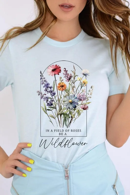 Roses Wildflower Floral Meadow Graphic T Shirt