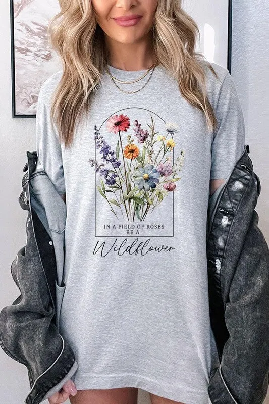 Roses Wildflower Floral Meadow Graphic T Shirt