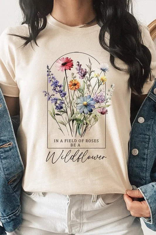 Roses Wildflower Floral Meadow Graphic T Shirt