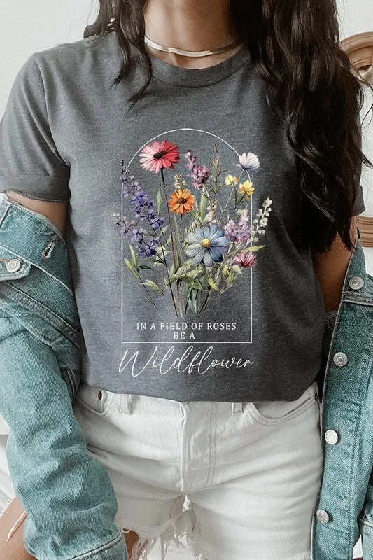 Roses Wildflower Floral Meadow Graphic T Shirt