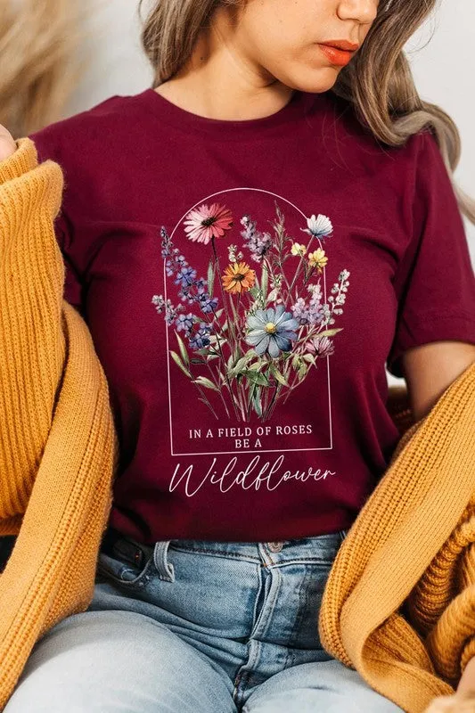 Roses Wildflower Floral Meadow Graphic T Shirt