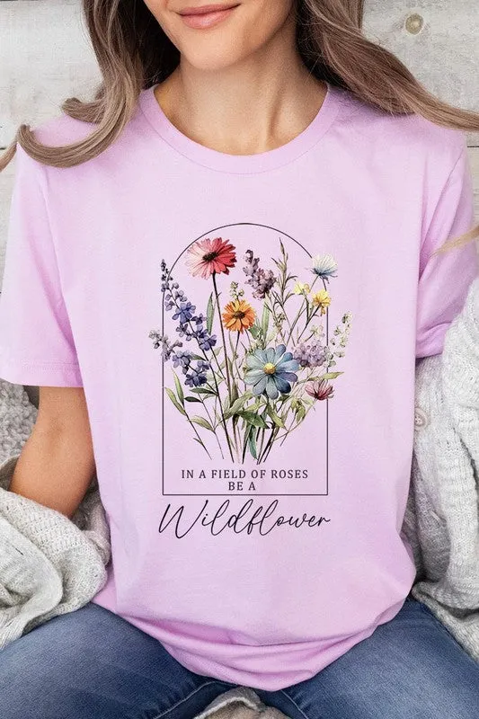 Roses Wildflower Floral Meadow Graphic T Shirt