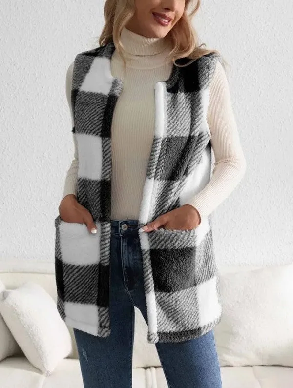 Sherpa Plaid Vest