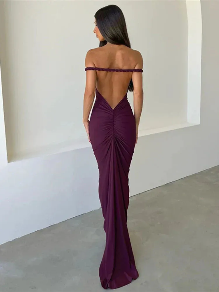 Slim Bodycon Long Mermaid Halter Off Shoulder Sexy Spring Summer Maxi Dress