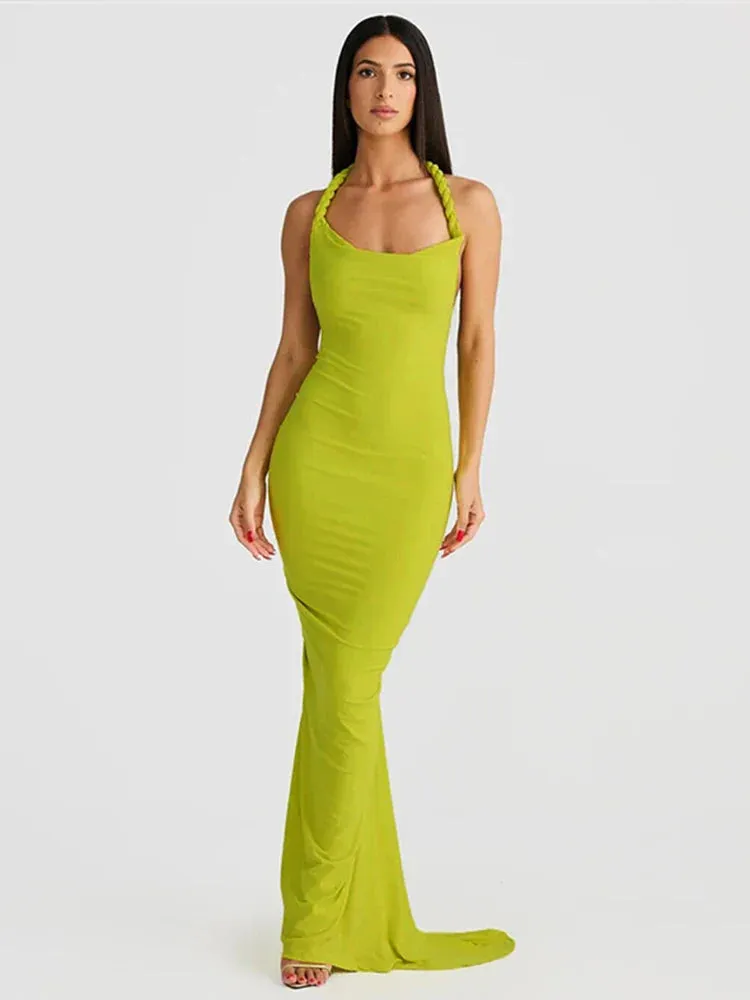 Slim Bodycon Long Mermaid Halter Off Shoulder Sexy Spring Summer Maxi Dress