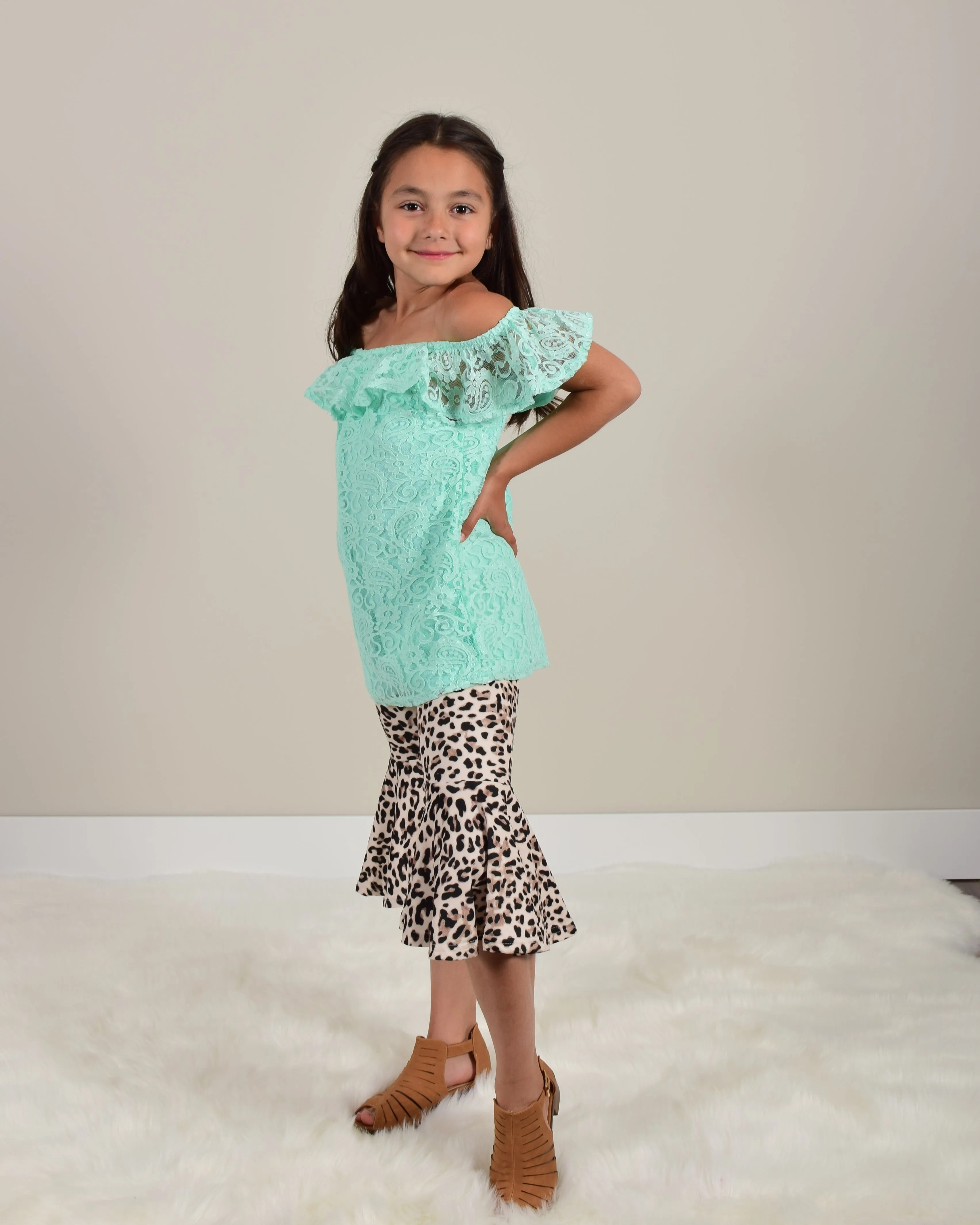 Snow Leopard and Tropic Lace 2pc Outfit