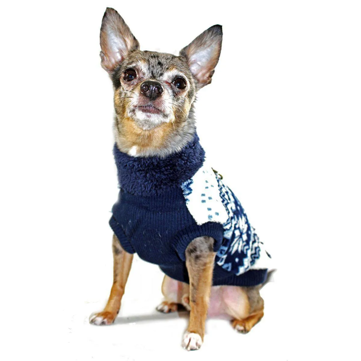 Snowflake Fleece Dog Coat Vest Navy XLarge