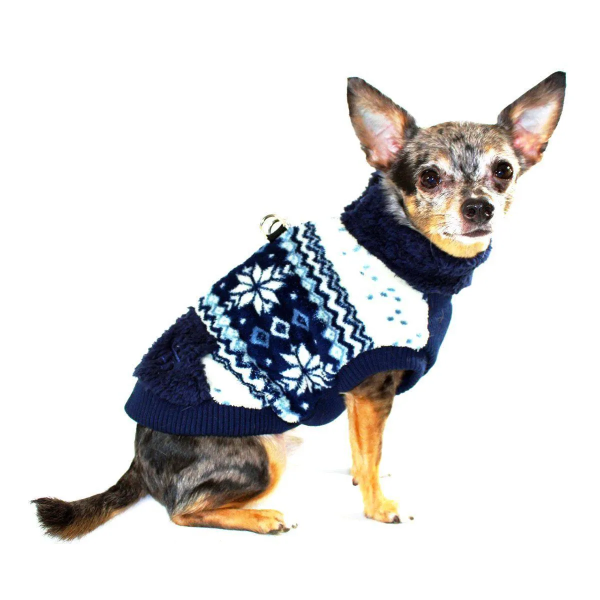 Snowflake Fleece Dog Coat Vest Navy XLarge