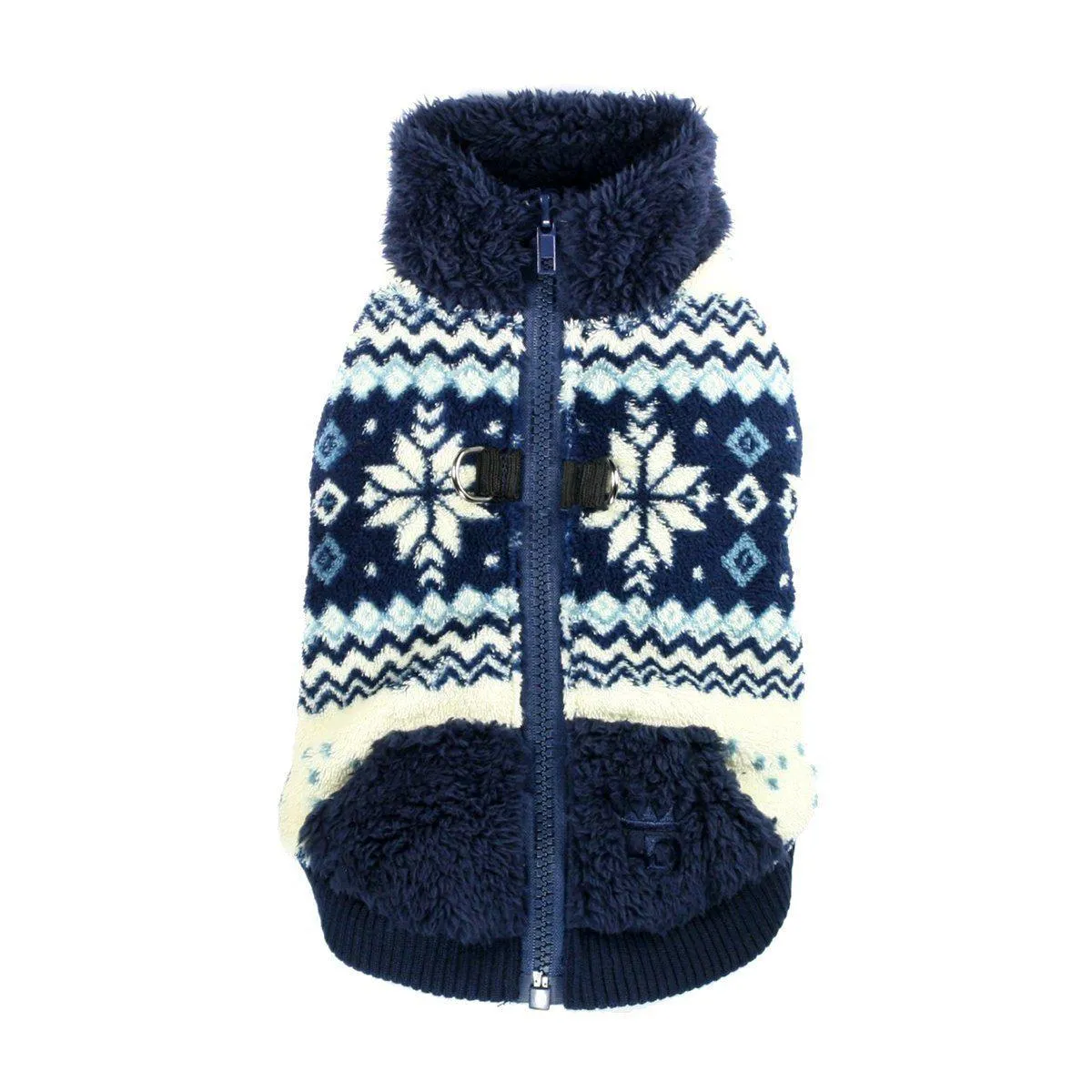 Snowflake Fleece Dog Coat Vest Navy XLarge