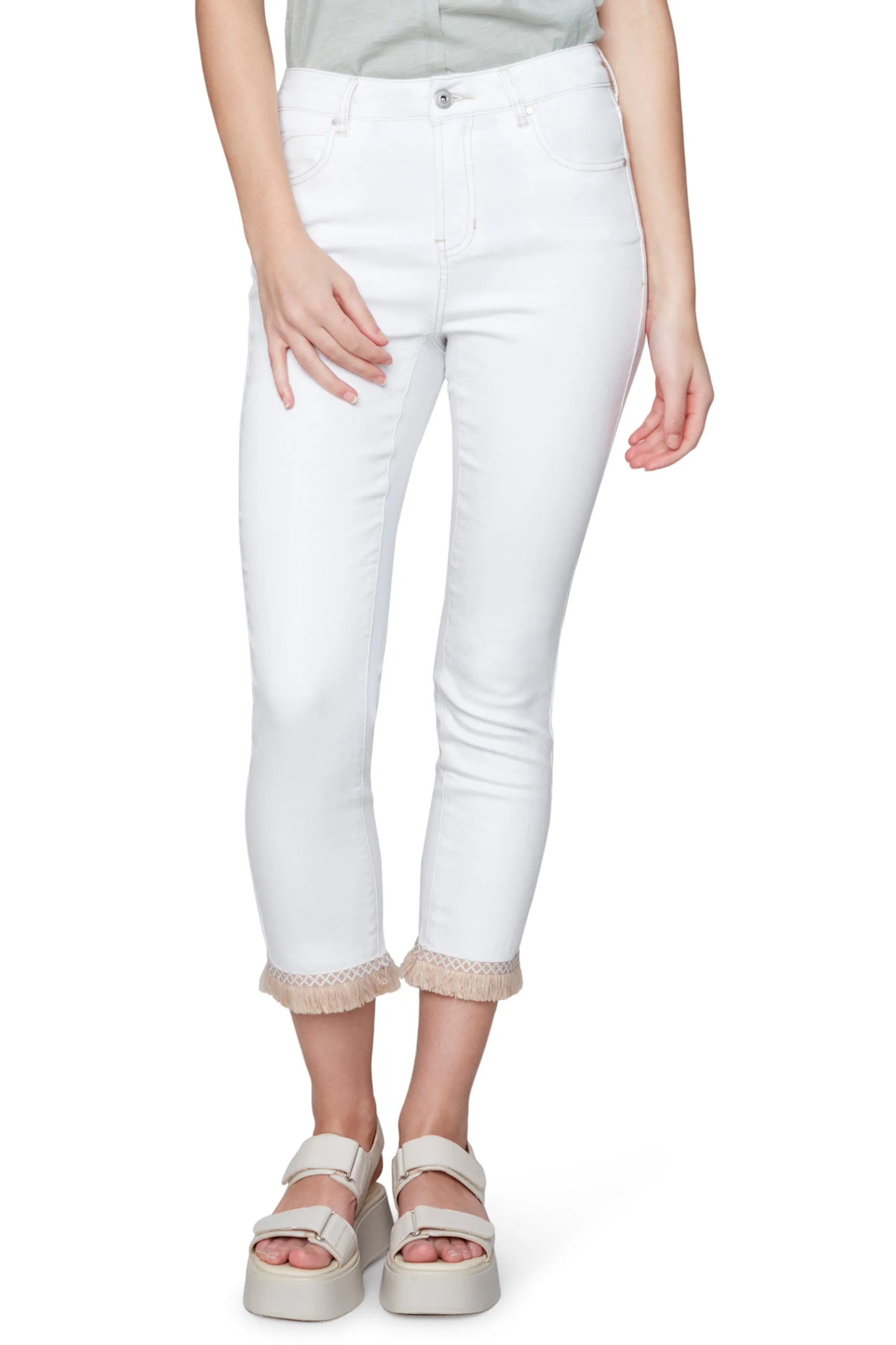 Tassel Hem White Jean