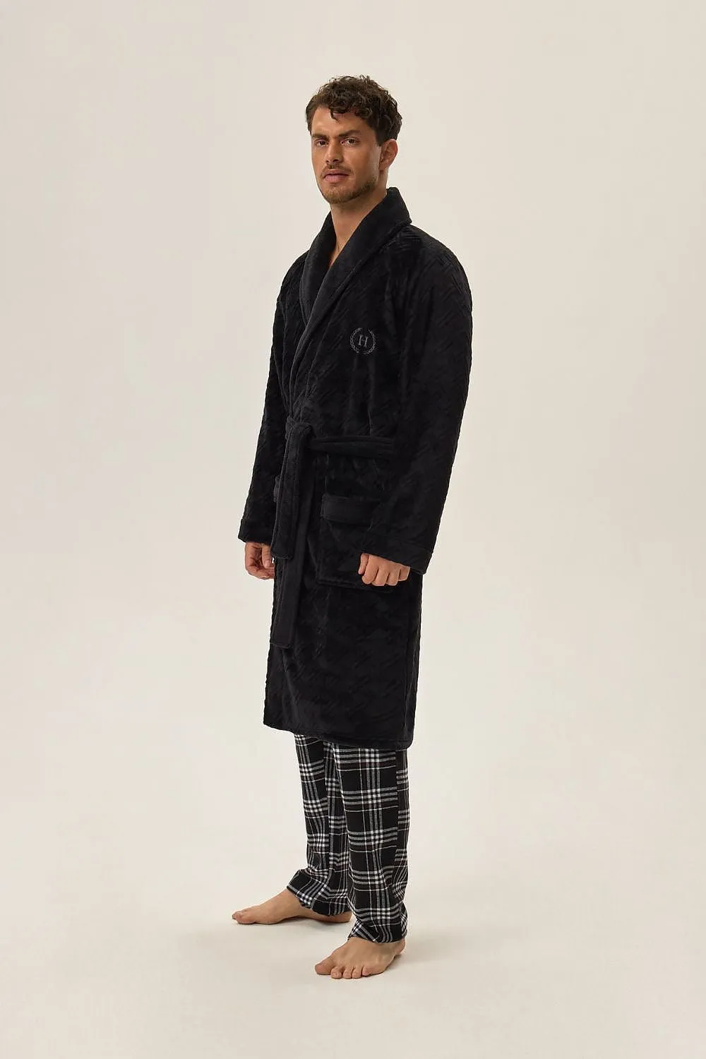 TEEK - Mens Black Home Bathrobe