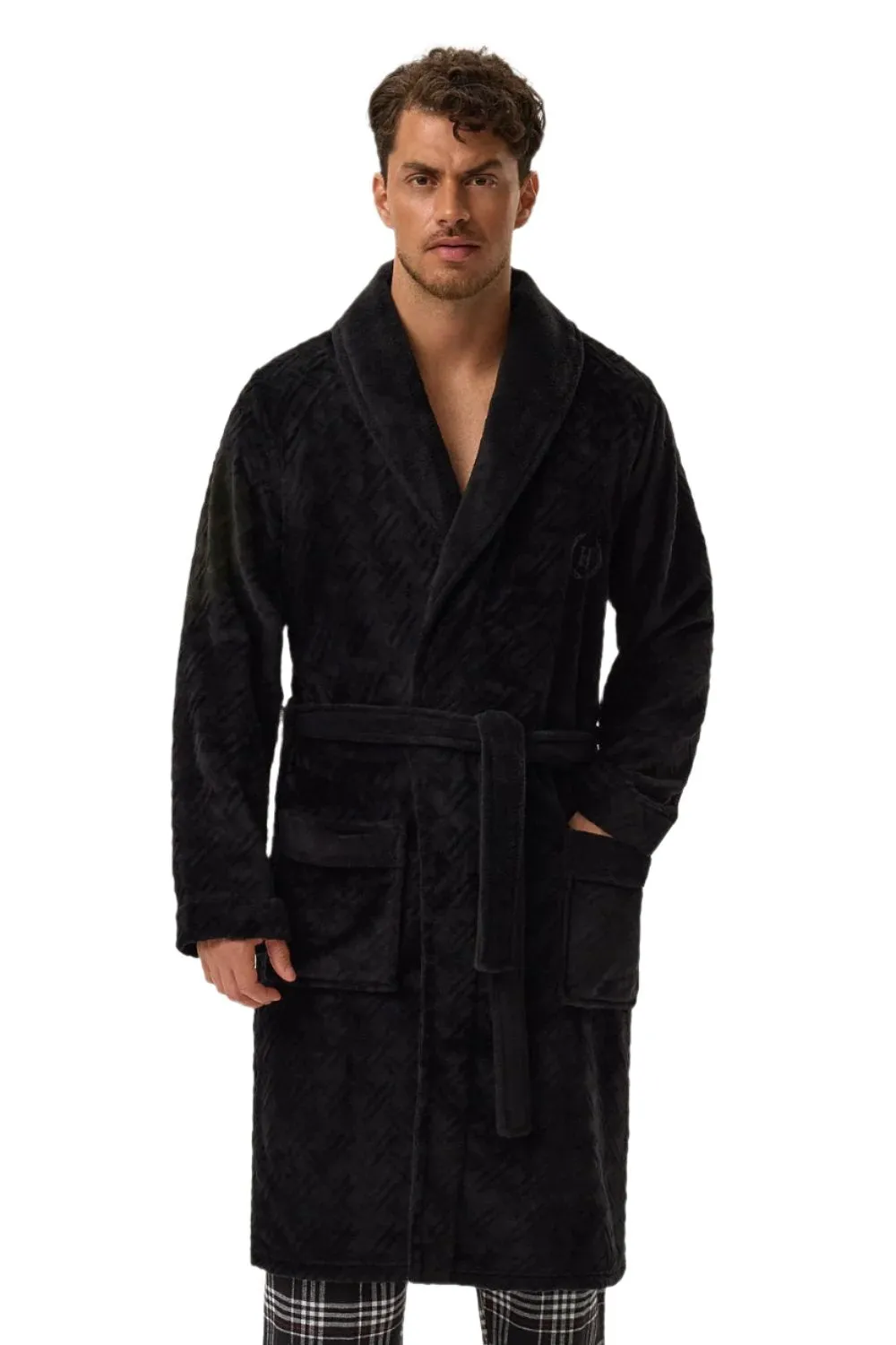 TEEK - Mens Black Home Bathrobe