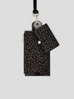 The Minis - 6 key holder in grey Cheetah printed leather