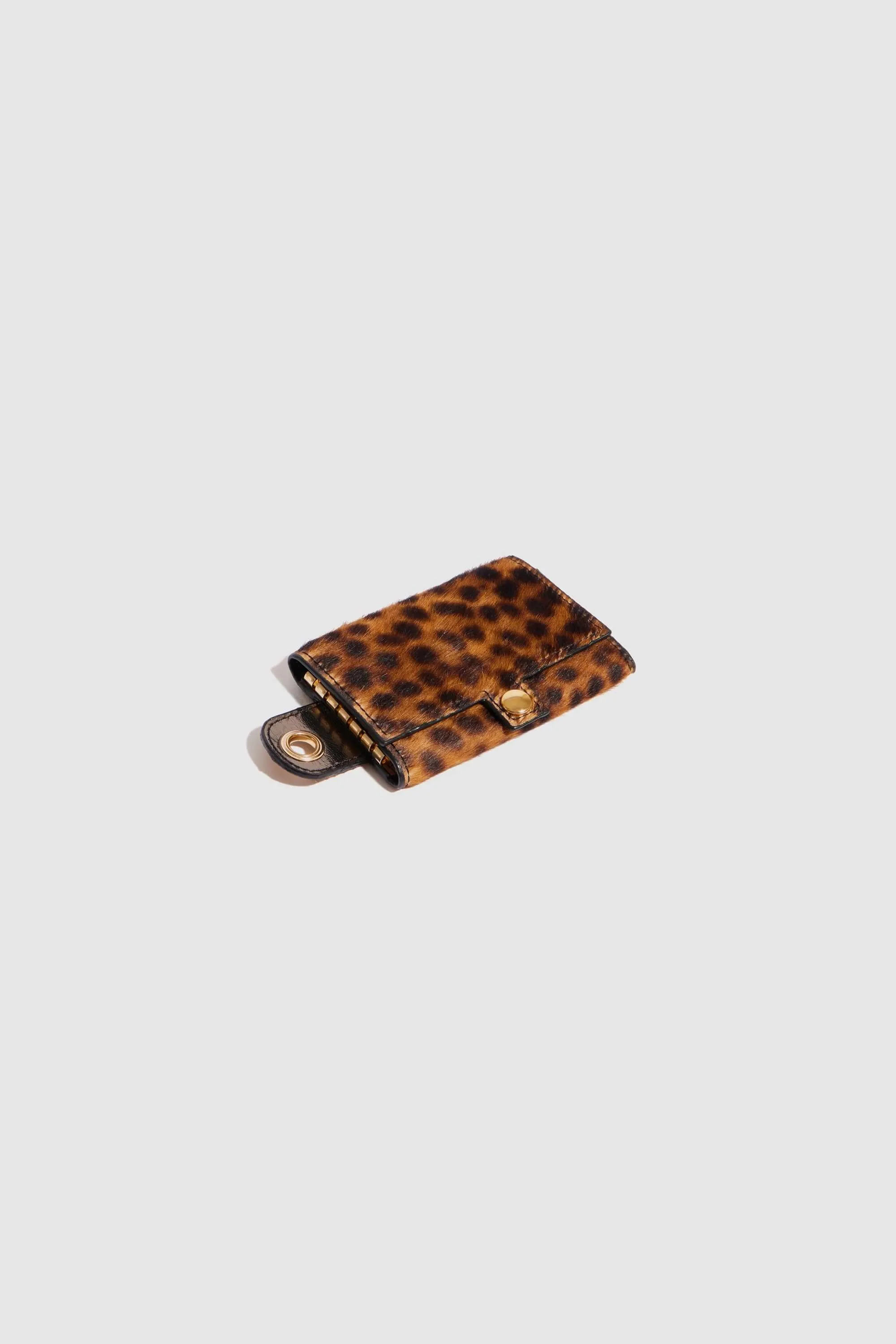 The Minis - 6 key holder in grey Leopard printed leather