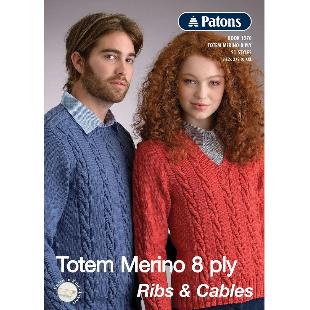 Totem Merino 8Ply Ribs & Cable Pattern Book (1270)